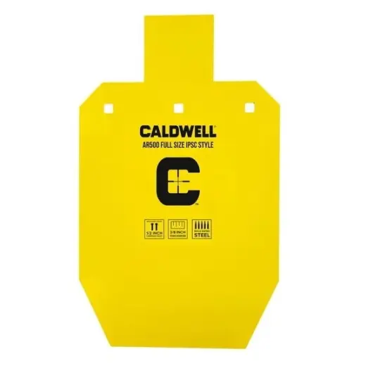 Ocelový terč na zavěšení – Caldwell AR500 33% IPSC Steel Target. Rozměry: 25,5 x 15,5 cm. Hmotnost: 2,4 kg.